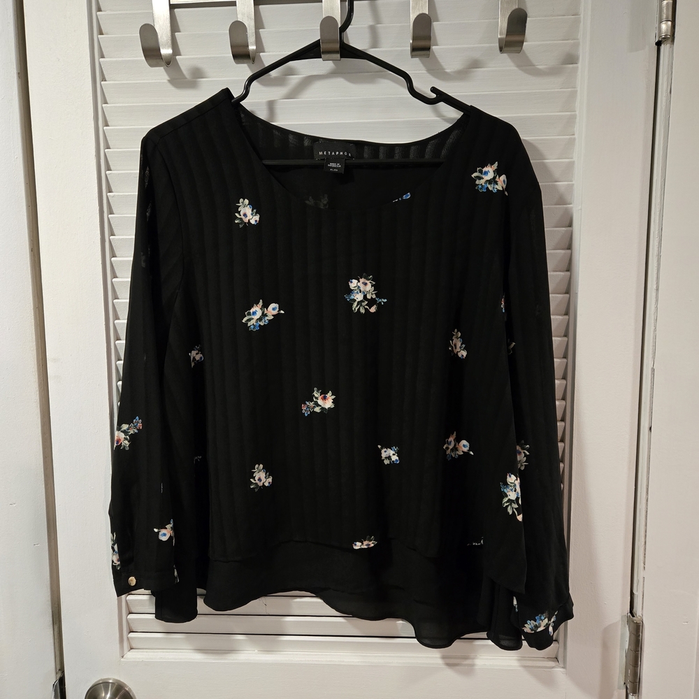 Metaphor Black Floral Blouse